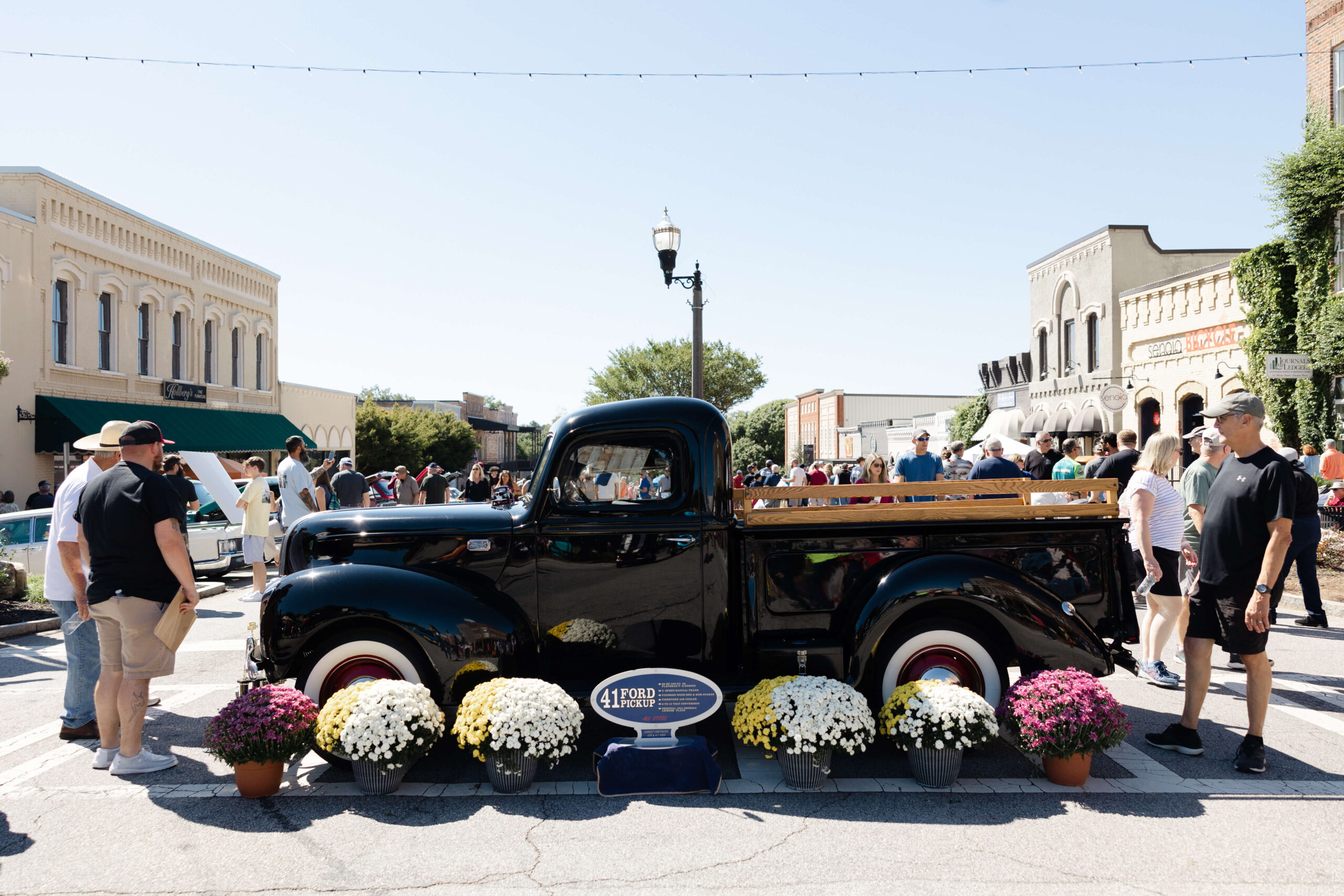 Vintage Ford pickup truck on display at car show