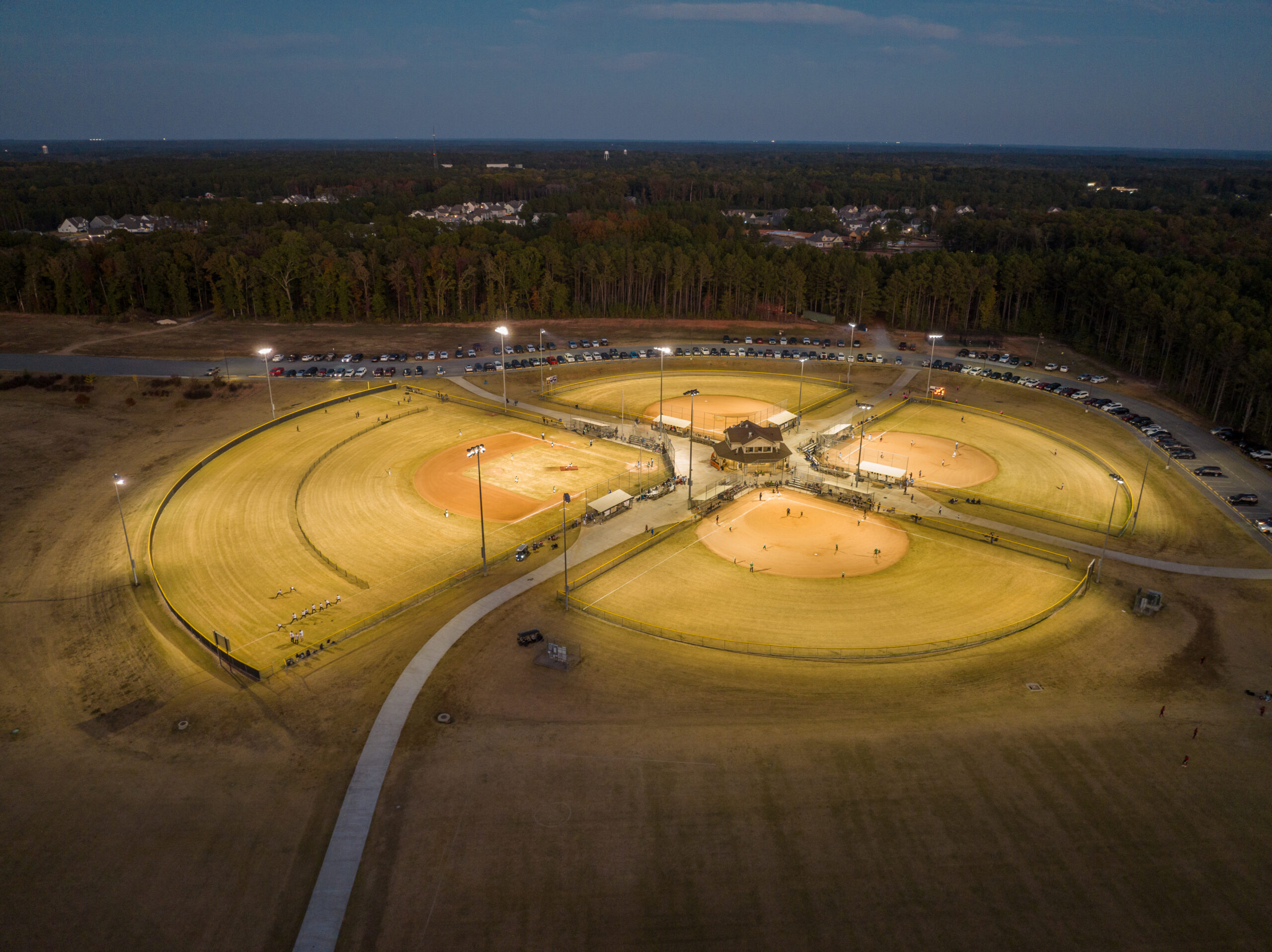 baseball park at night