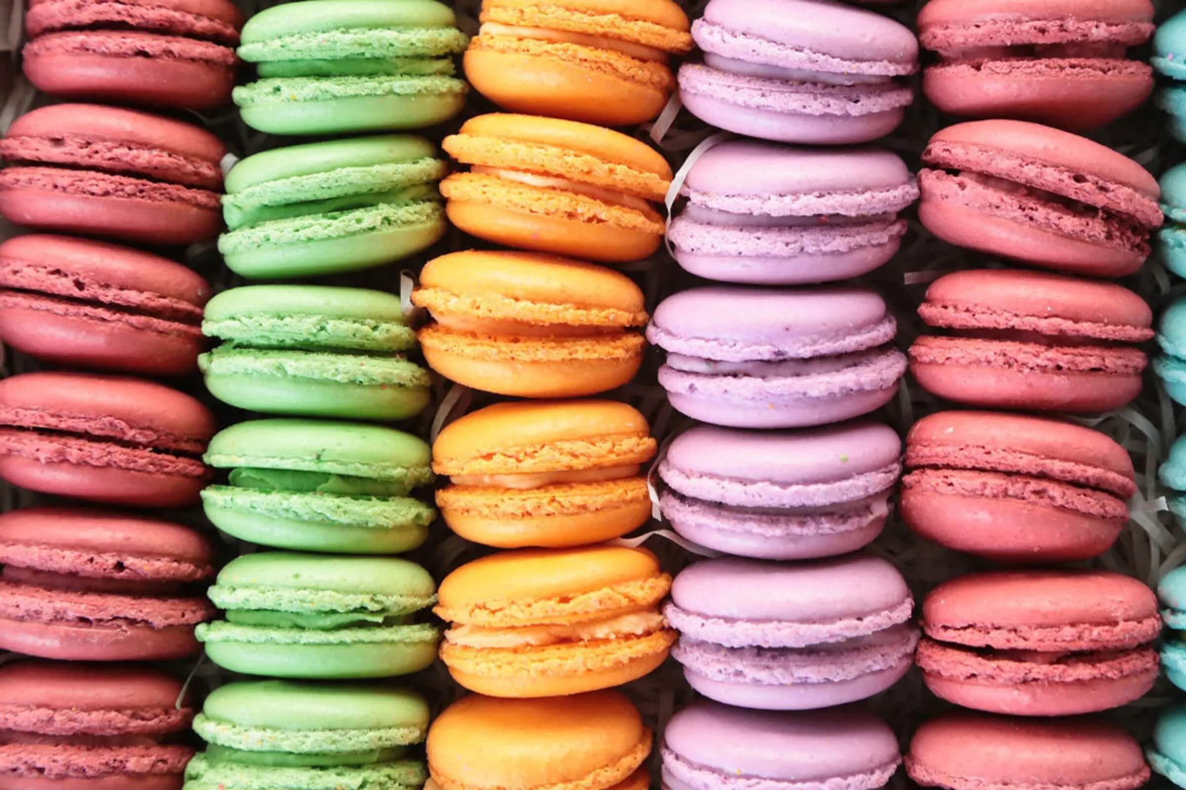 Close up shot of macaron cookies